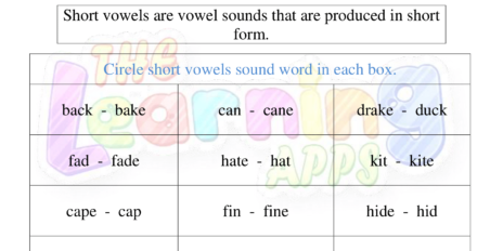 Short vowels Worksheet 03