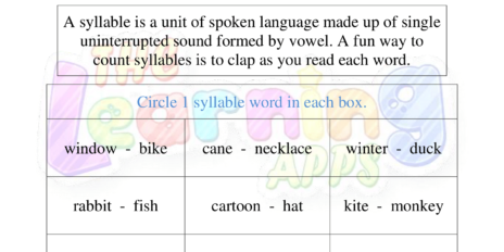Syllable Worksheet 03