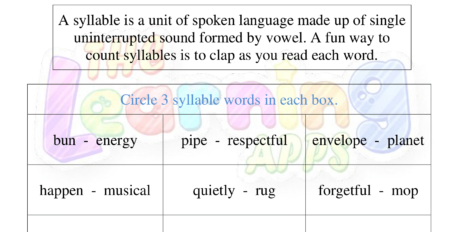 Syllable Worksheet 08