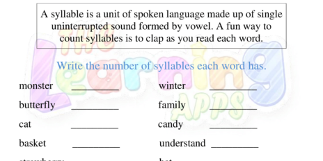 Syllable Worksheet 09