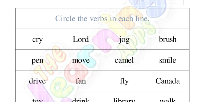 verb worksheet for grade 1