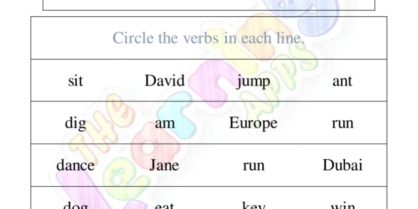 verb worksheet for grade 1