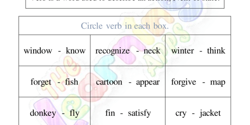 verb worksheet for grade 1