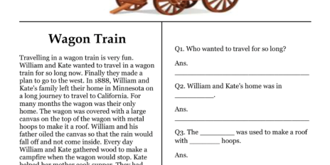 Wagon Train Comprehension Worksheet