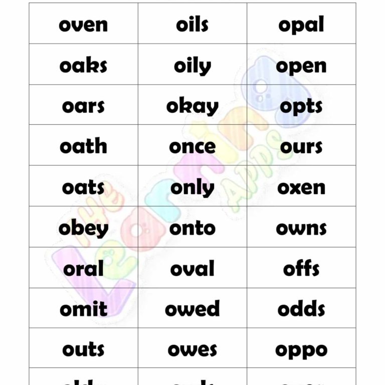 4 LETTER WORD STARTING WITH O