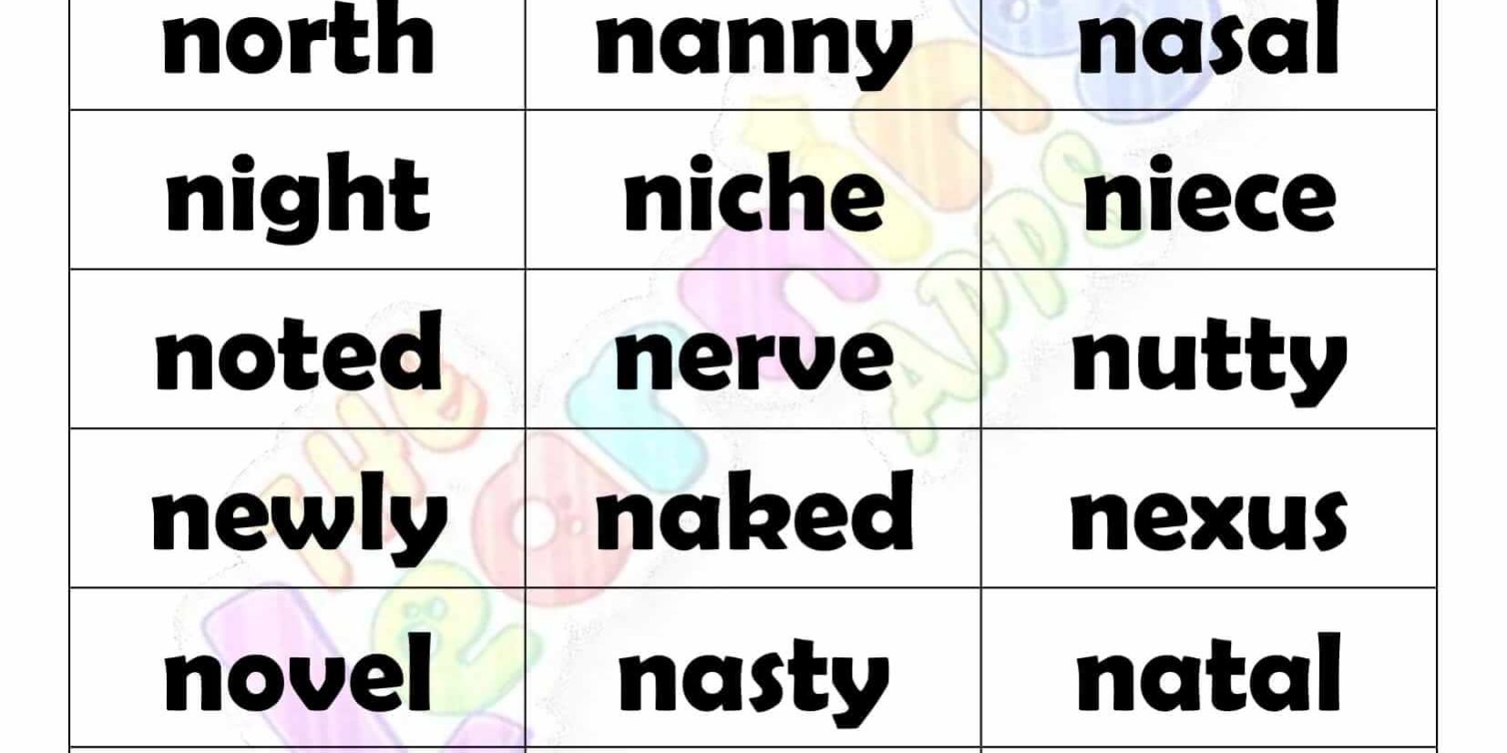 5 LETTER WORD STARTING WITH N
