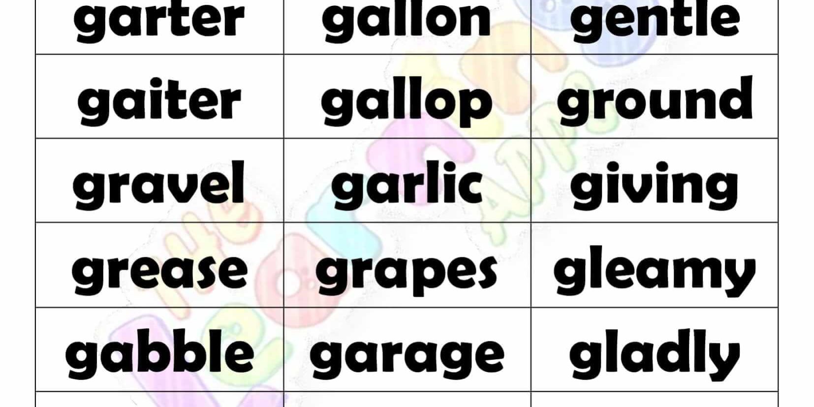 6 LETTER WORD STARTING WITH G