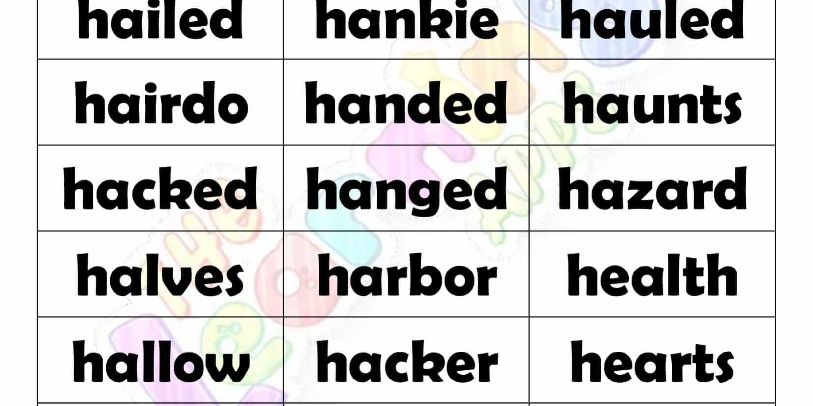 6 LETTER WORD STARTING WITH H