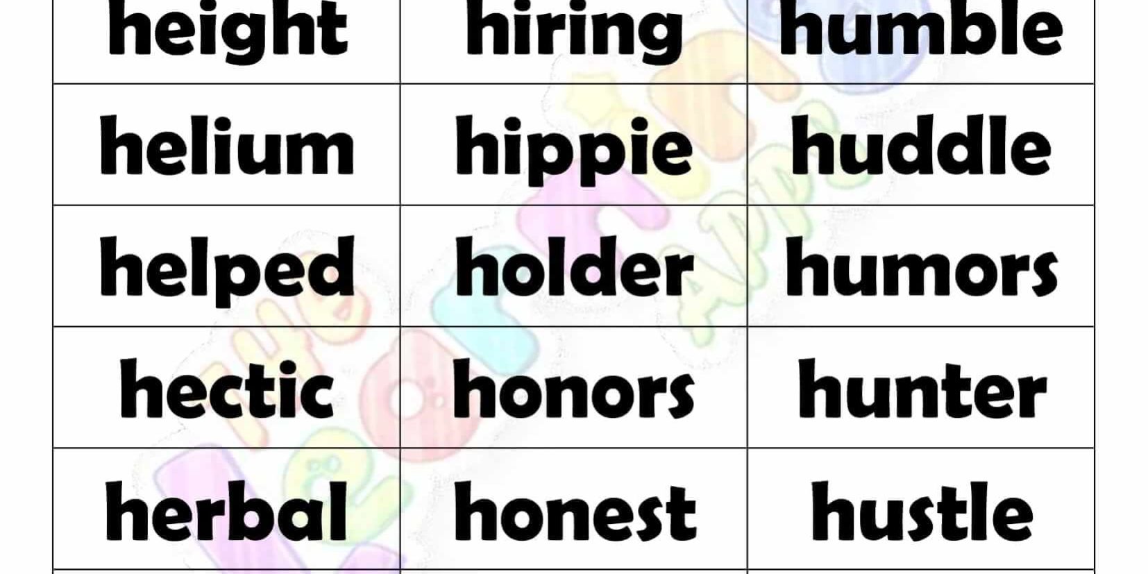 6 LETTER WORD STARTING WITH H-2