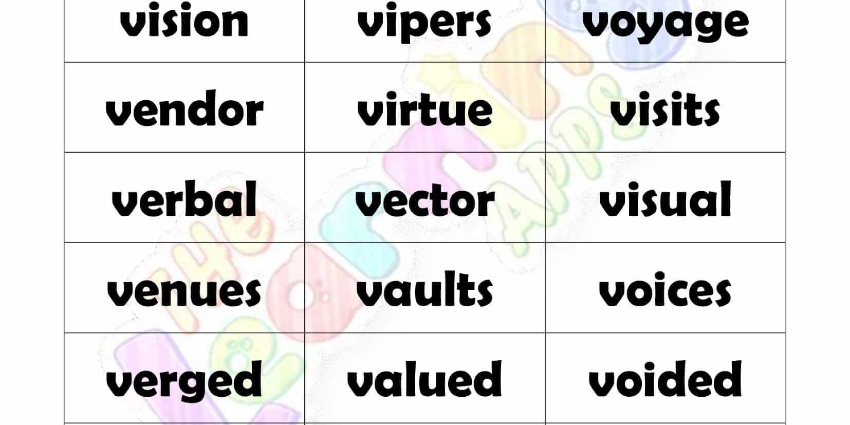 6 LETTER WORD STARTING WITH V-2