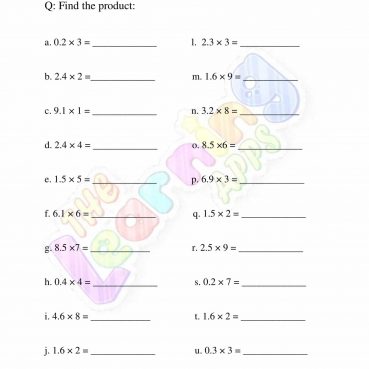 Decimal worksheet for grade three 01