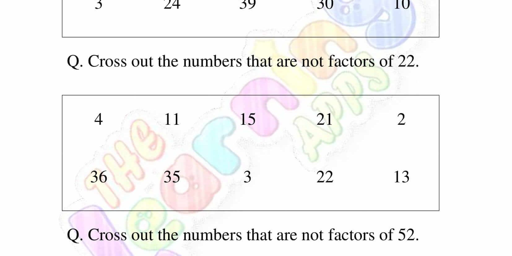 Factors Worksheet - Grade 3 - Activity 7