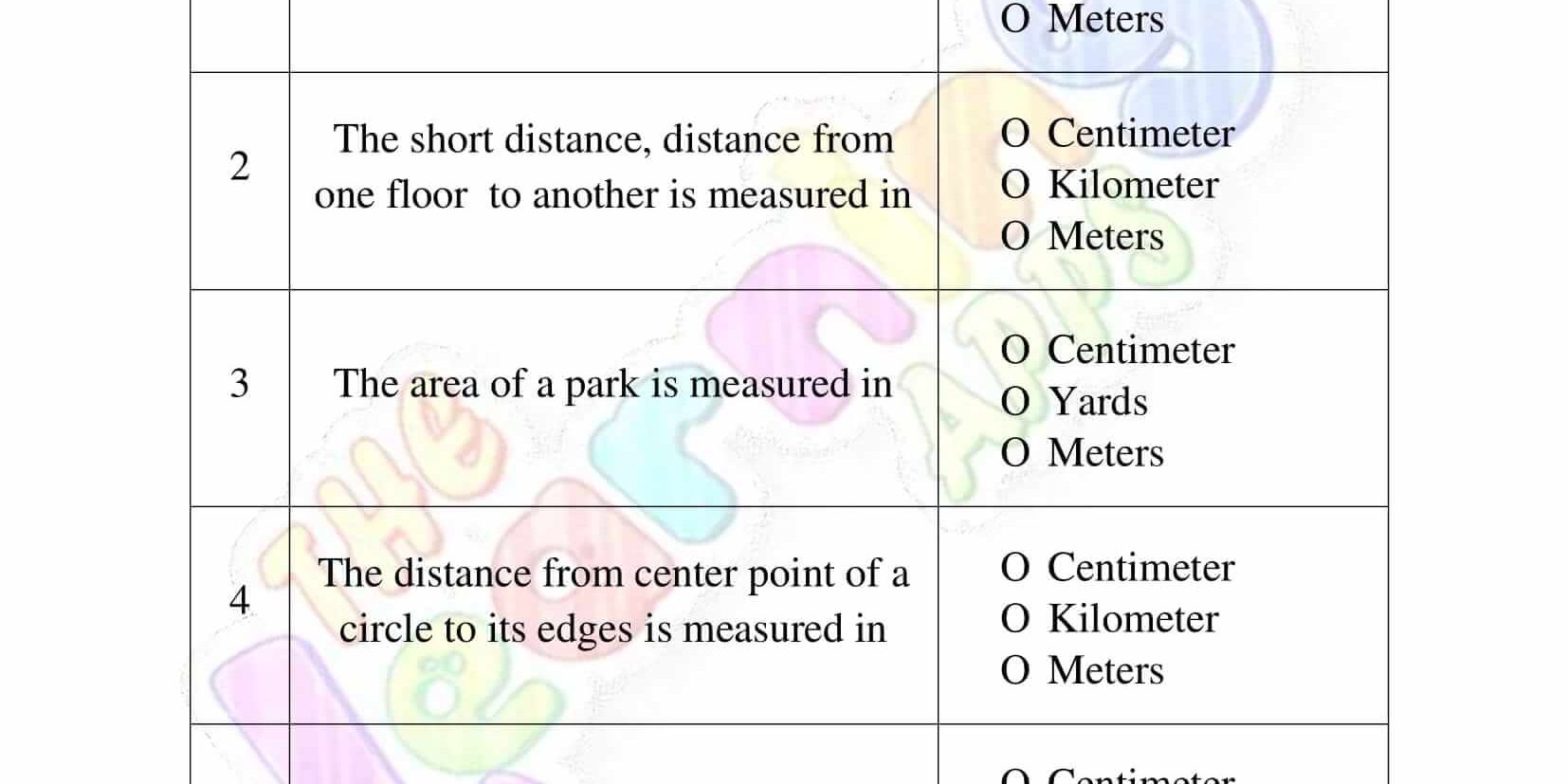 Measurement Worksheet – Grade 3 – Activity 2 Measurement Worksheet - Grade 3 - Activity 2