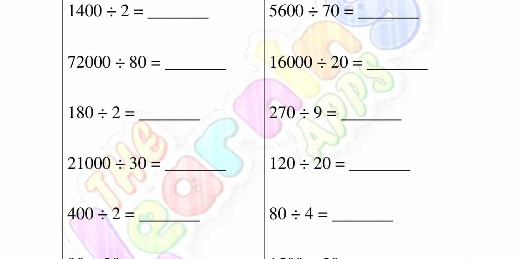 Mental Division - Grade 3 - Activity 7