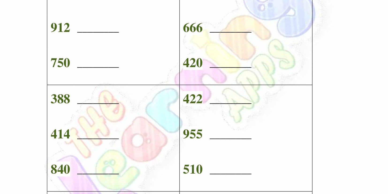 Ordering Numbers - Grade 3 - Activity 4
