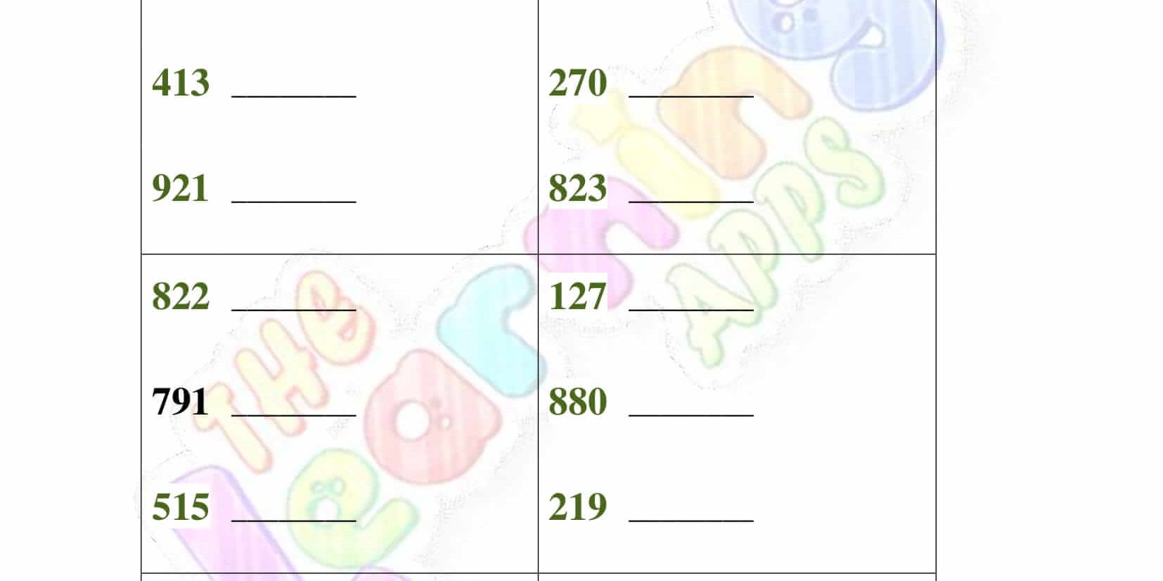 Ordering Numbers - Grade 3 - Activity 6