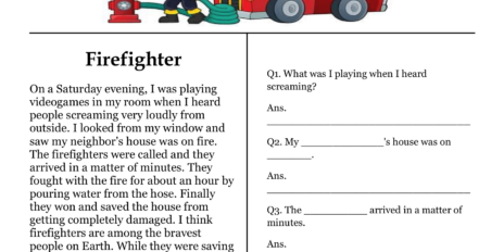 Firefighter Comprehension Worksheet