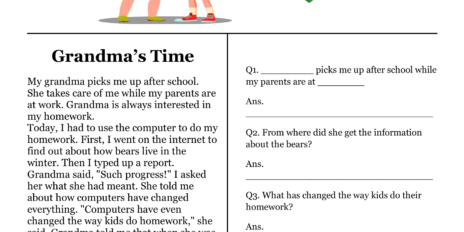 Grandma's Time Comprehension Worksheet