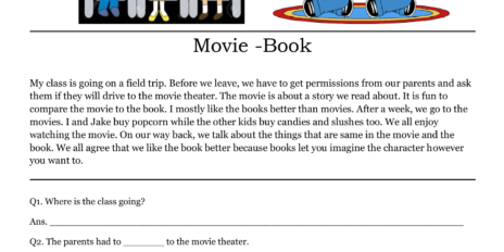 Download our free Movie book comprehension for kids