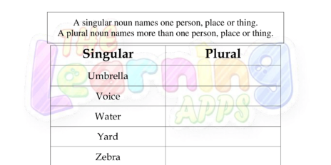 Singular Plural 5