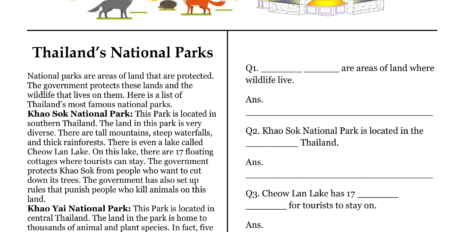 Thailand's National Park Comprehension Worksheet