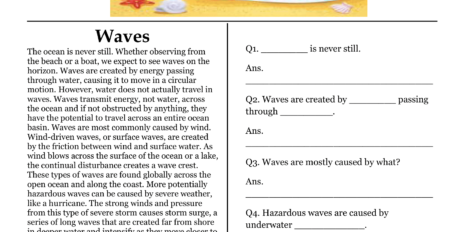Waves Comprehension Worksheet