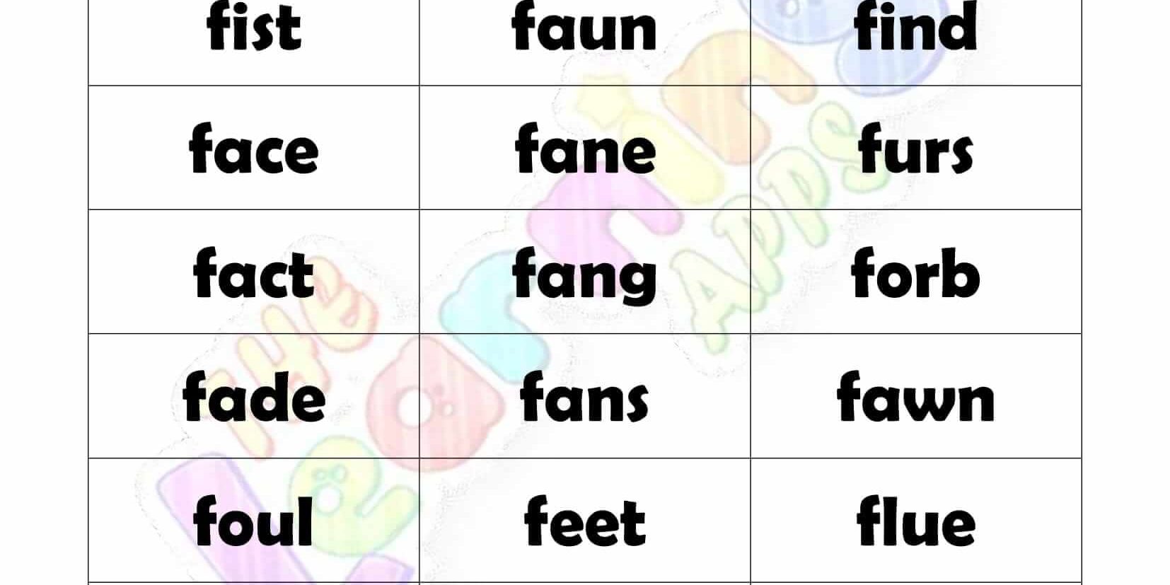 4 LETTER WORD STARTING WITH F
