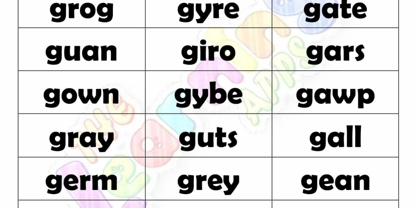 4 LETTER WORD STARTING WITH G-3 4 LETTER WORD STARTING WITH G-3