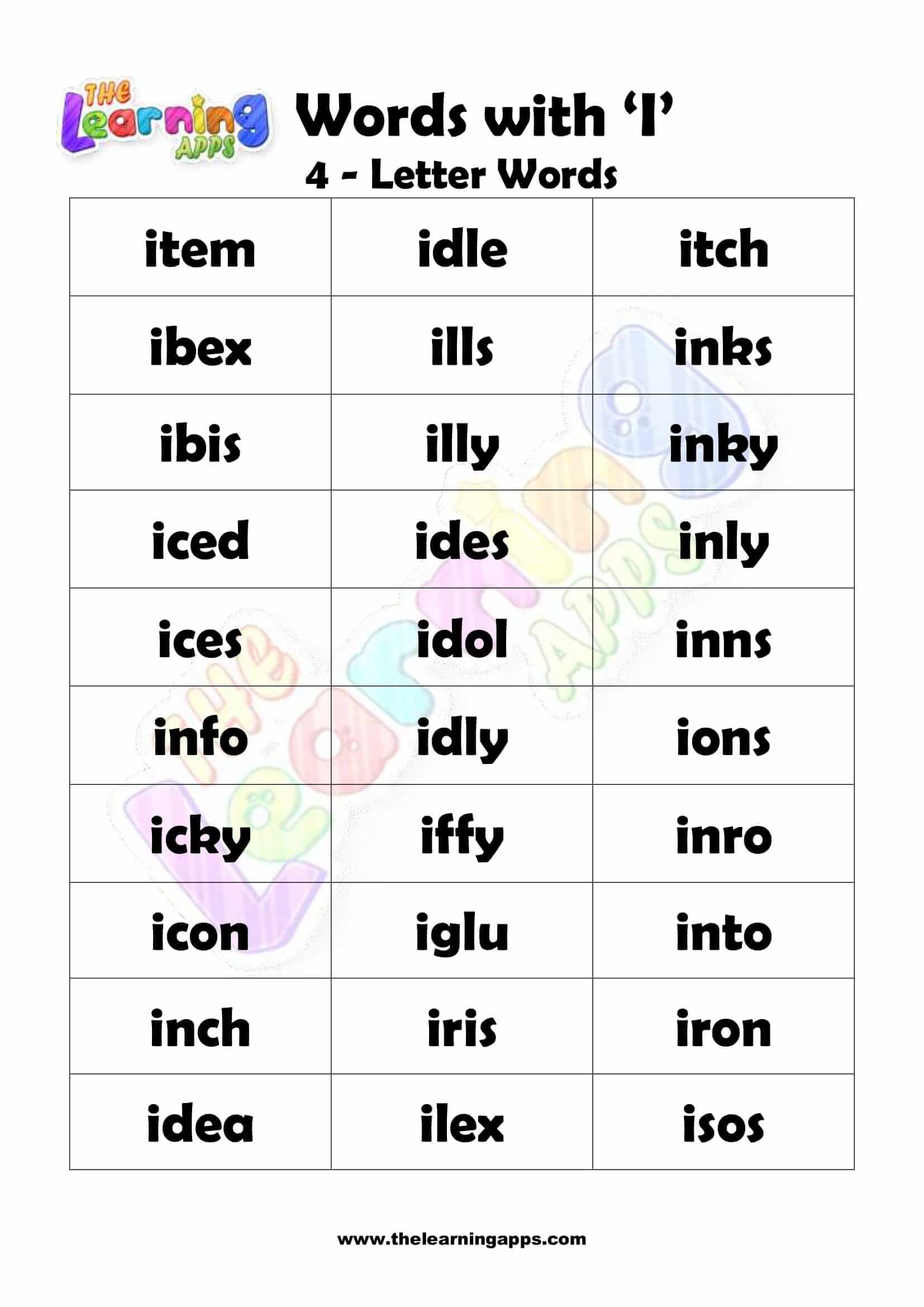 Words That Start With I For Kids Words That Begin With I