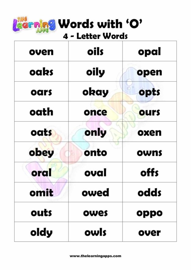4 LETTER WORD STARTING WITH O