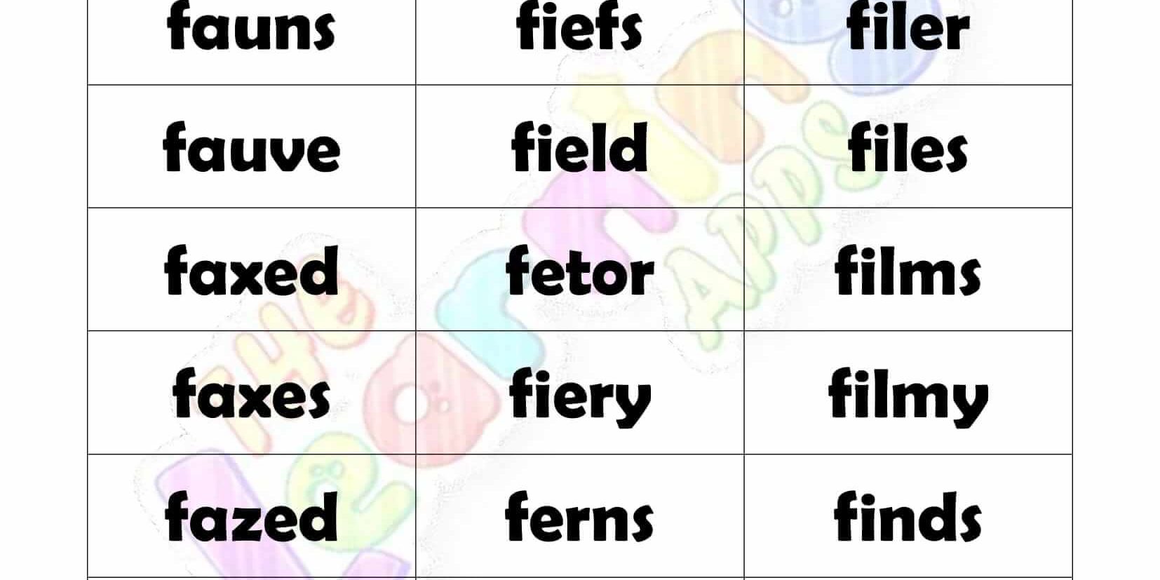 5 LETTER WORD STARTING WITH F-4 5 LETTER WORD STARTING WITH F-4