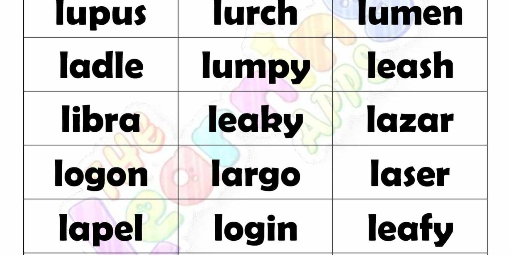 5 LETTER WORD STARTING WITH L-2