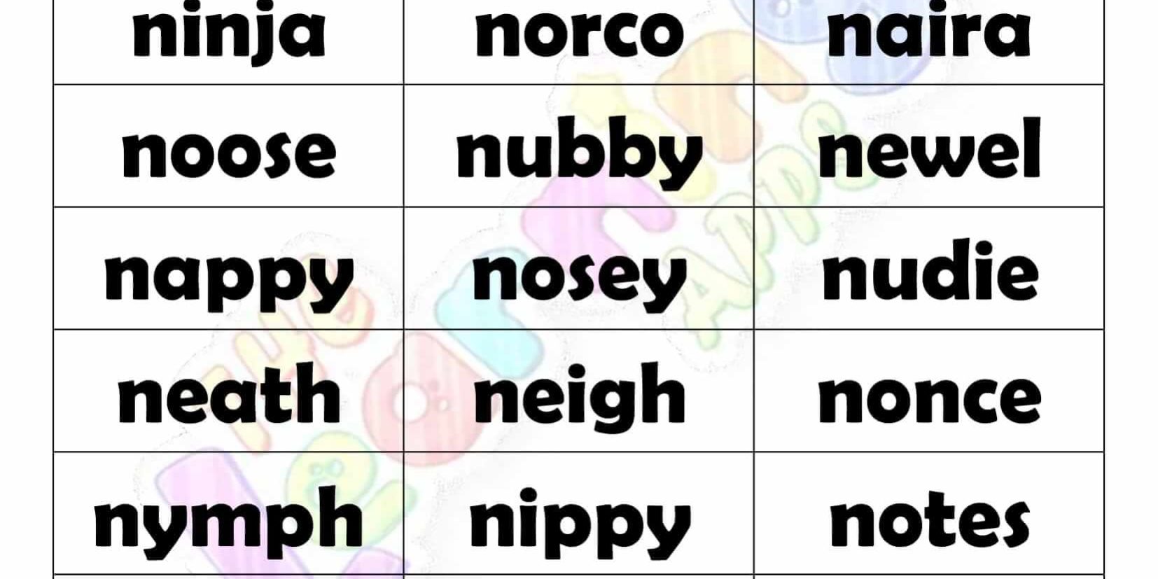 5 LETTER WORD STARTING WITH N-2