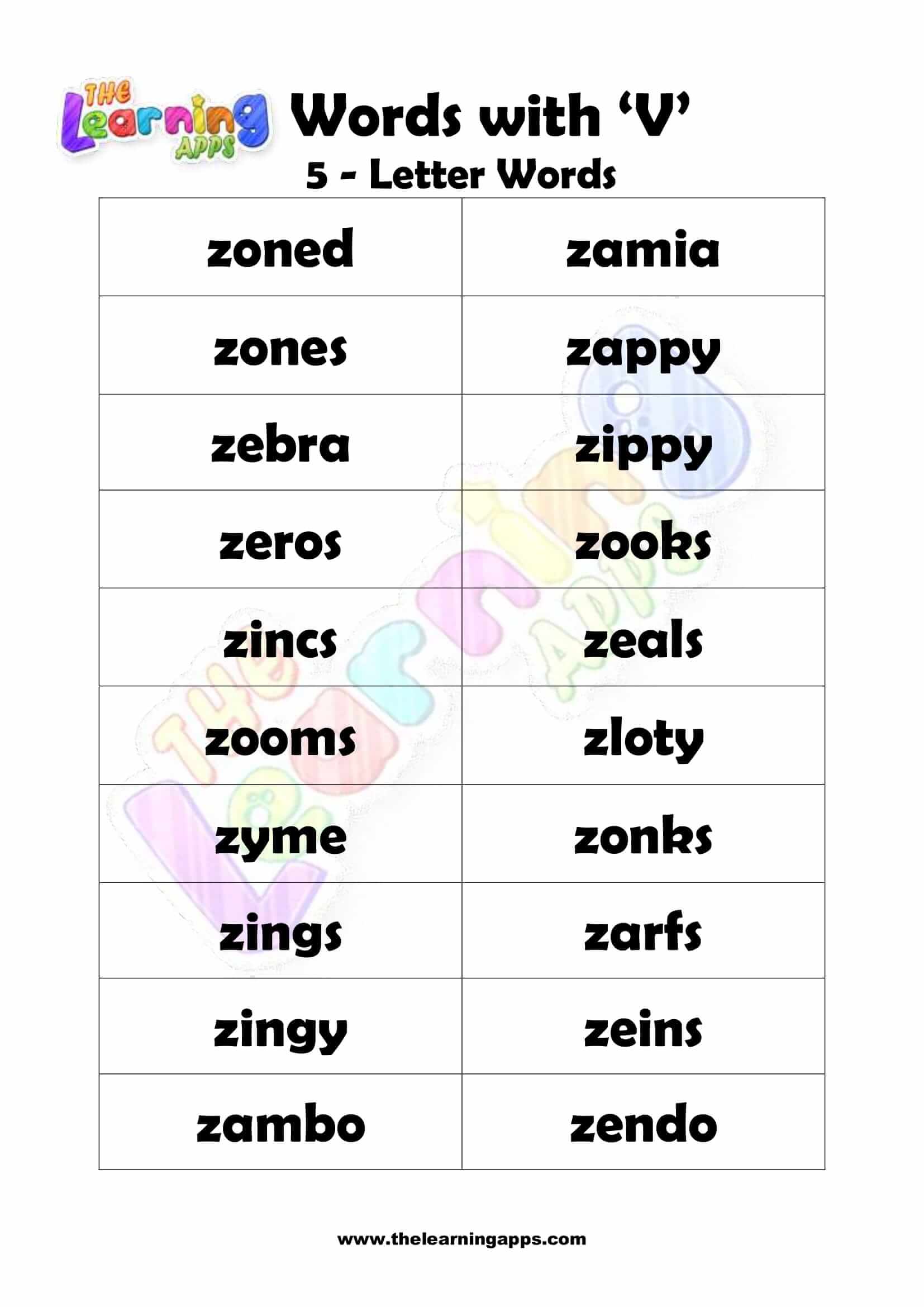 Words That Start With Z