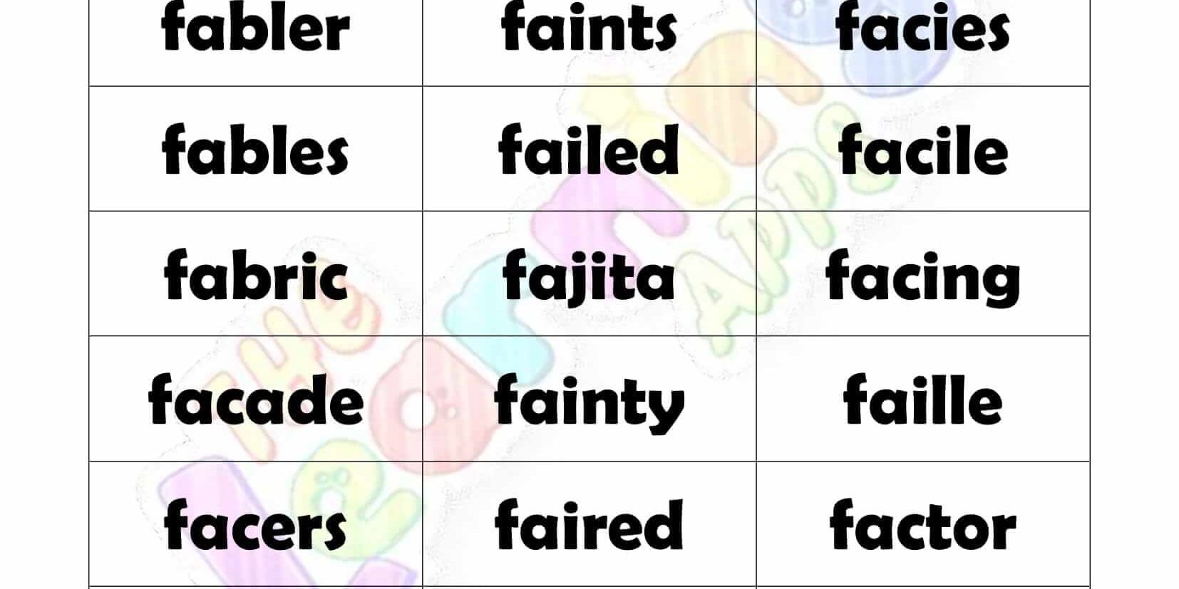 6 LETTER WORD STARTING WITH F 6 LETTER WORD STARTING WITH F