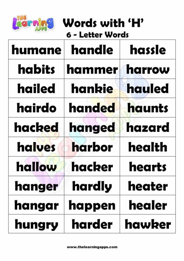 6 LETTER WORD STARTING WITH H
