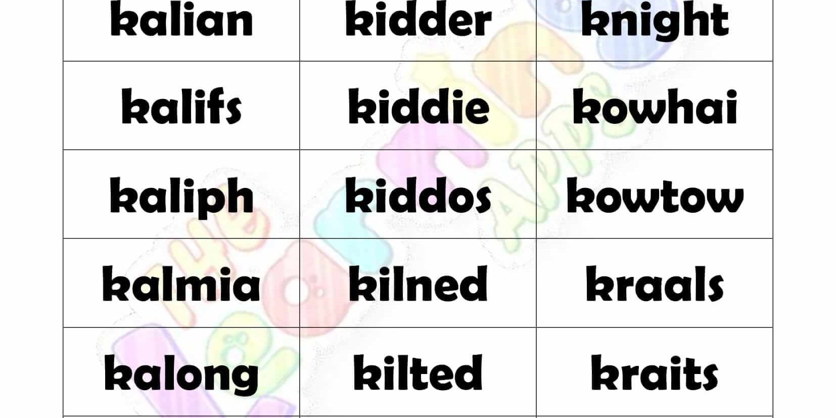 6 LETTER WORD STARTING WITH K 6 LETTER WORD STARTING WITH K