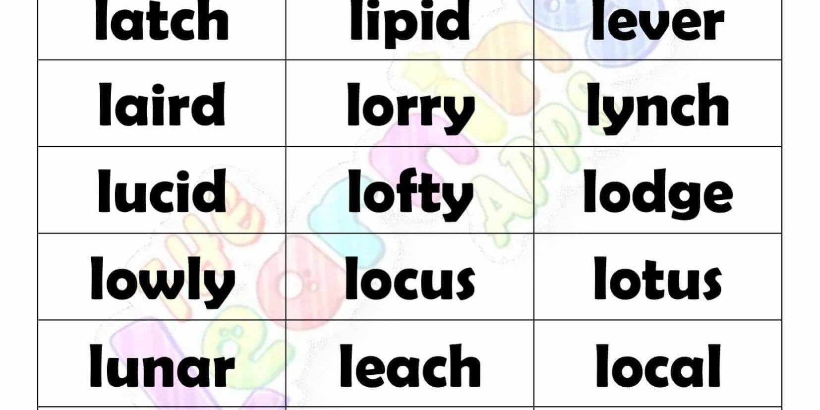 6 LETTER WORD STARTING WITH L