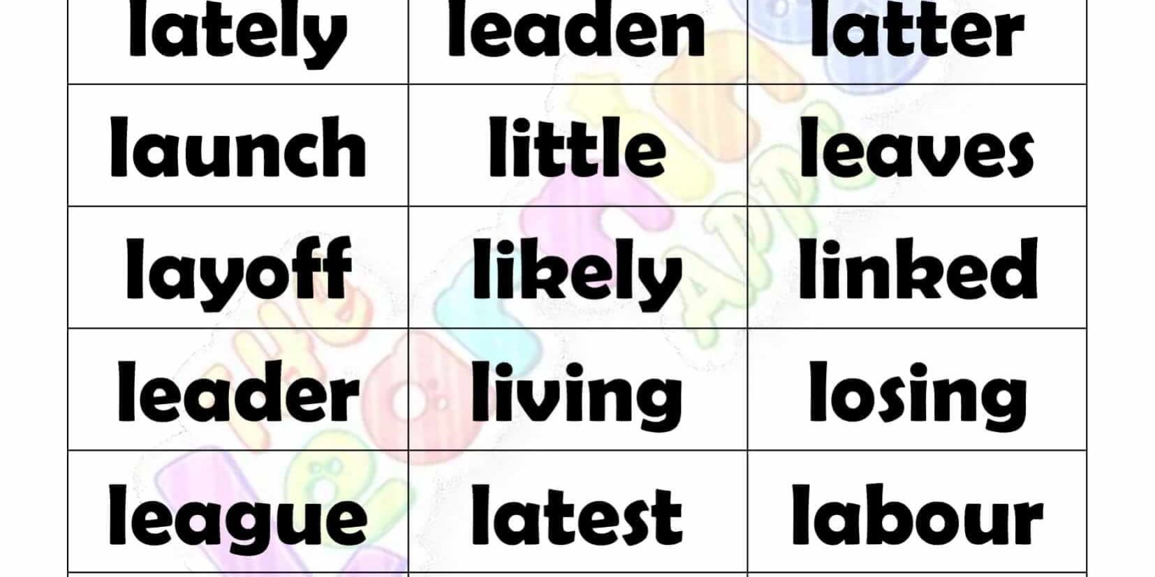 6 LETTER WORD STARTING WITH L-2