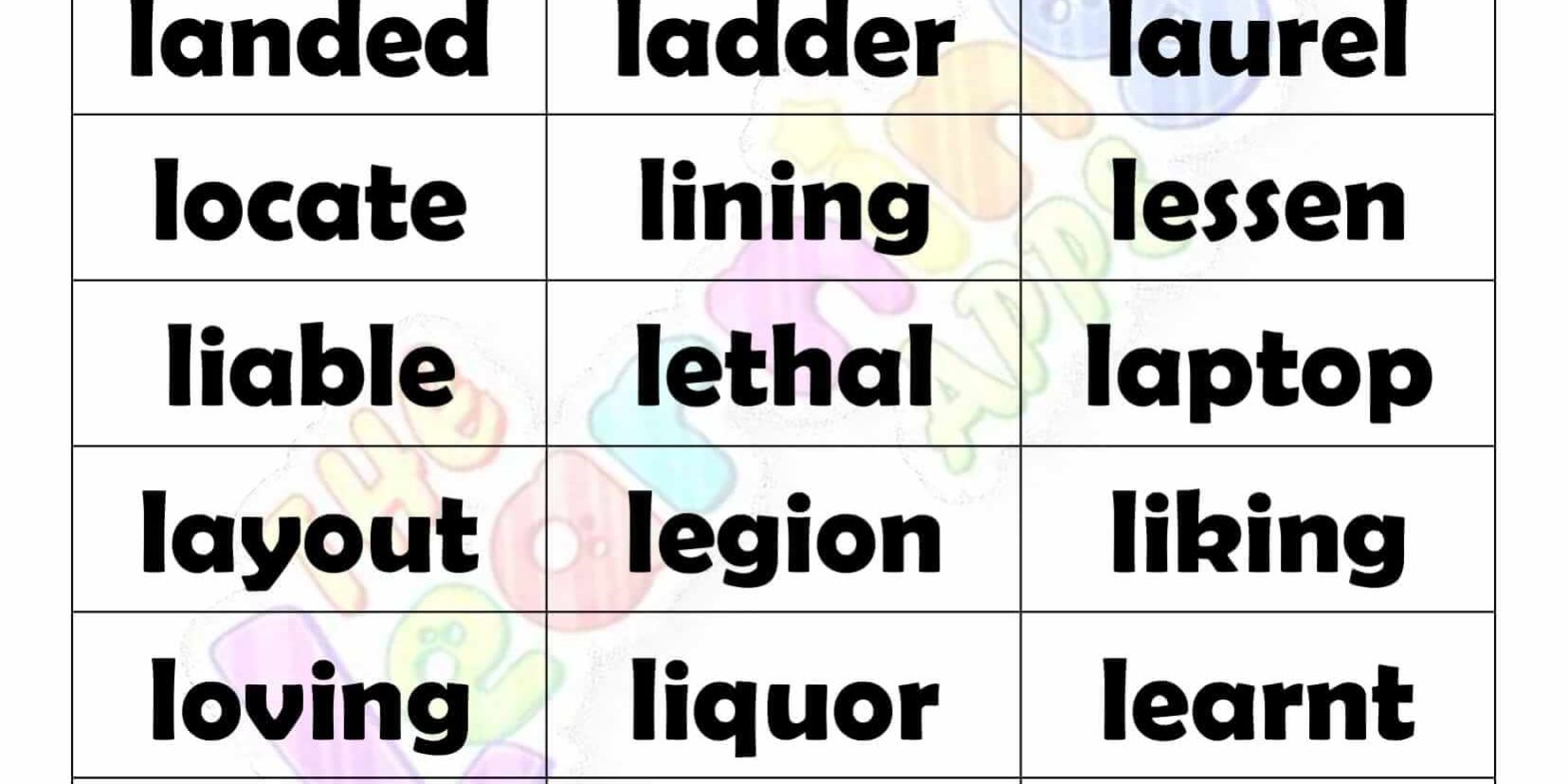 6 LETTER WORD STARTING WITH L-3