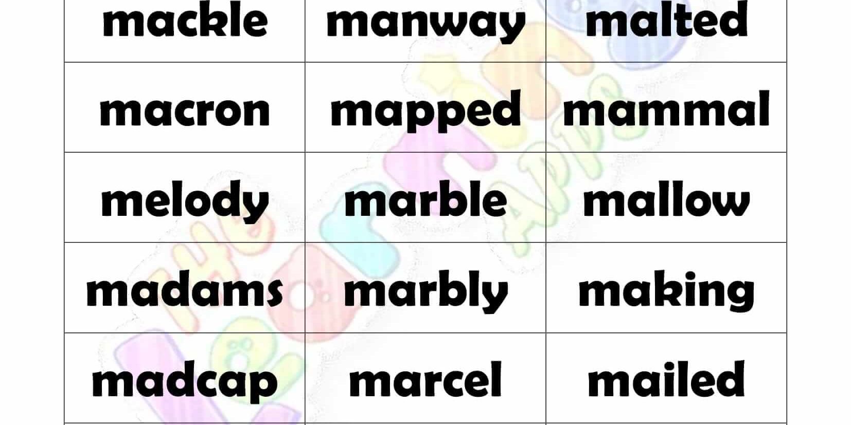 6 LETTER WORD STARTING WITH M