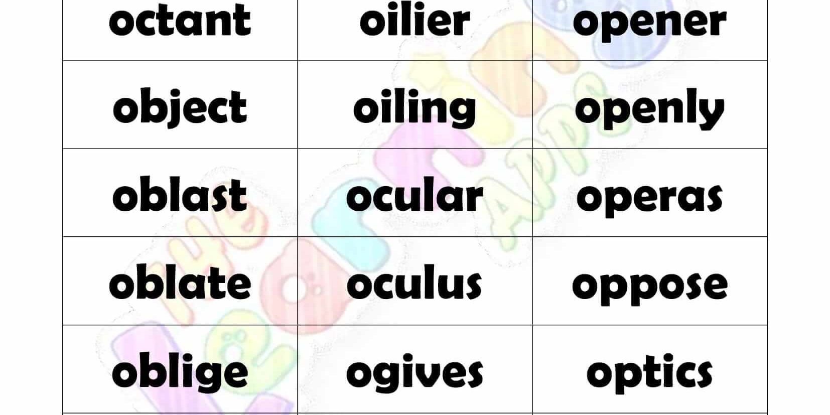 6 LETTER WORD STARTING WITH O