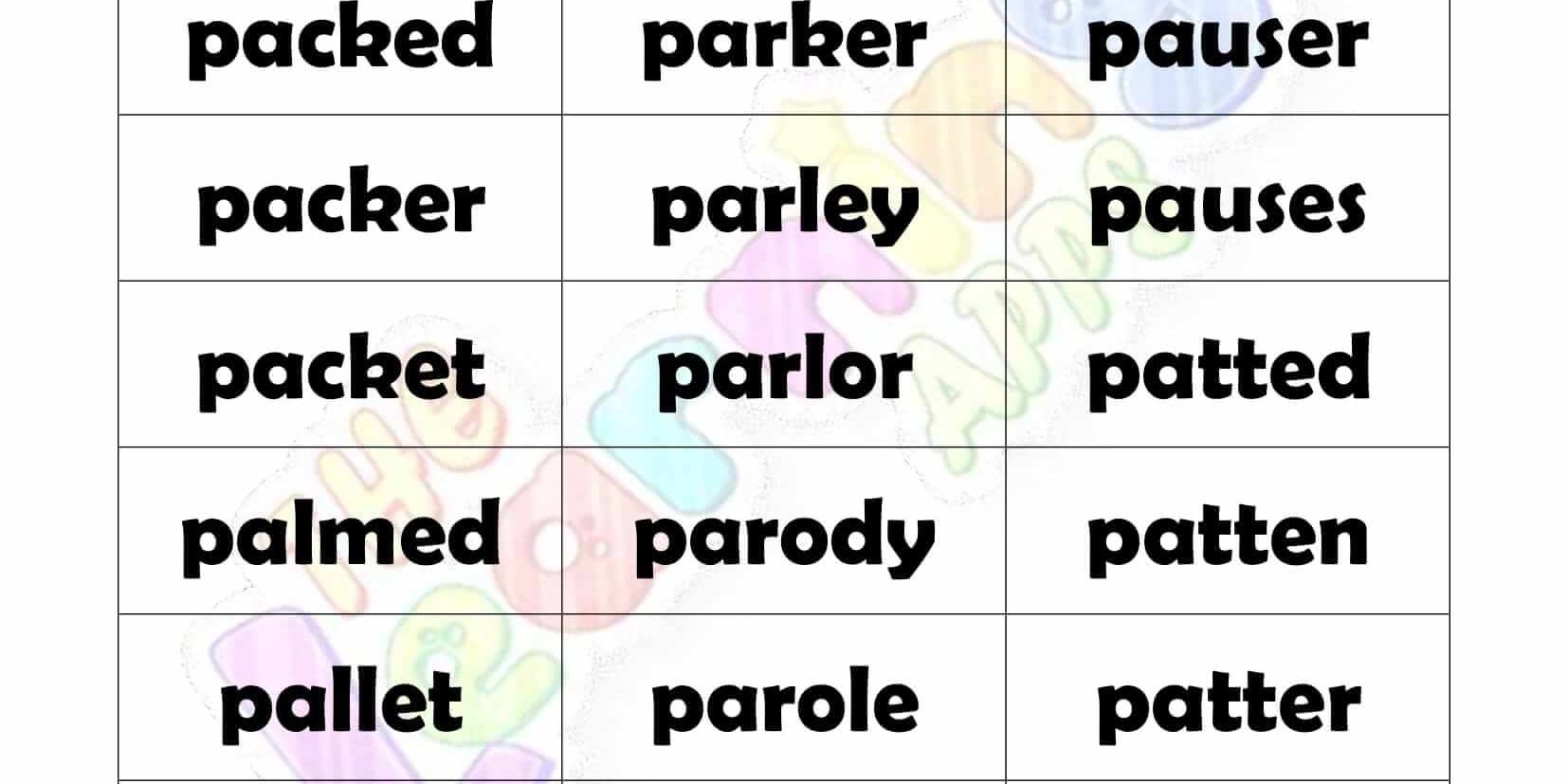 6 LETTER WORD STARTING WITH P