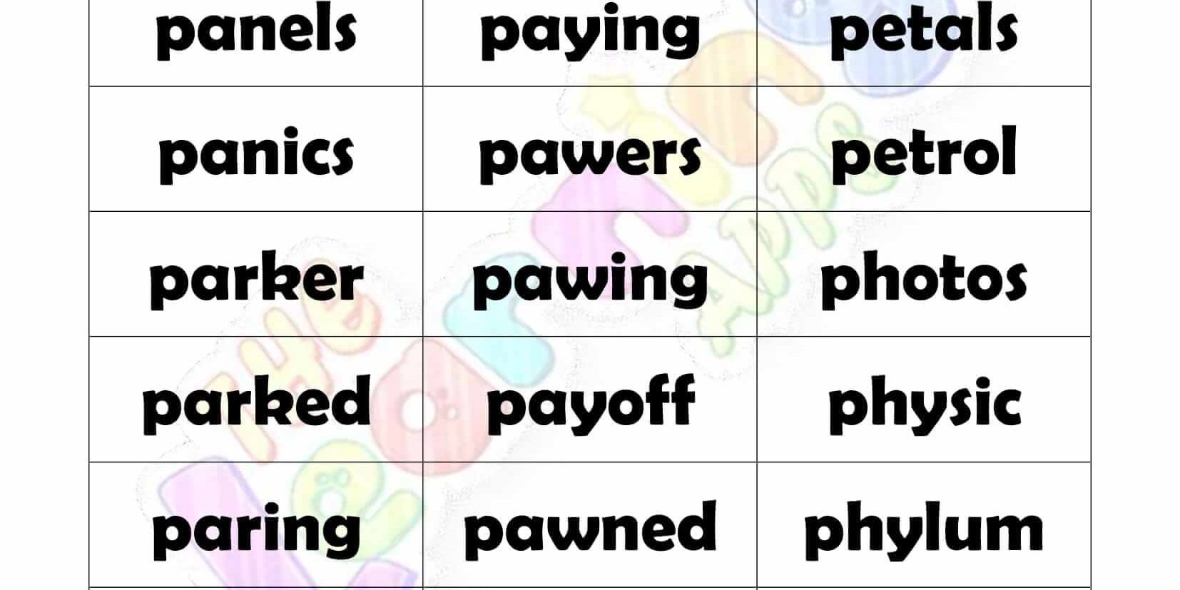 6 LETTER WORD STARTING WITH P-3