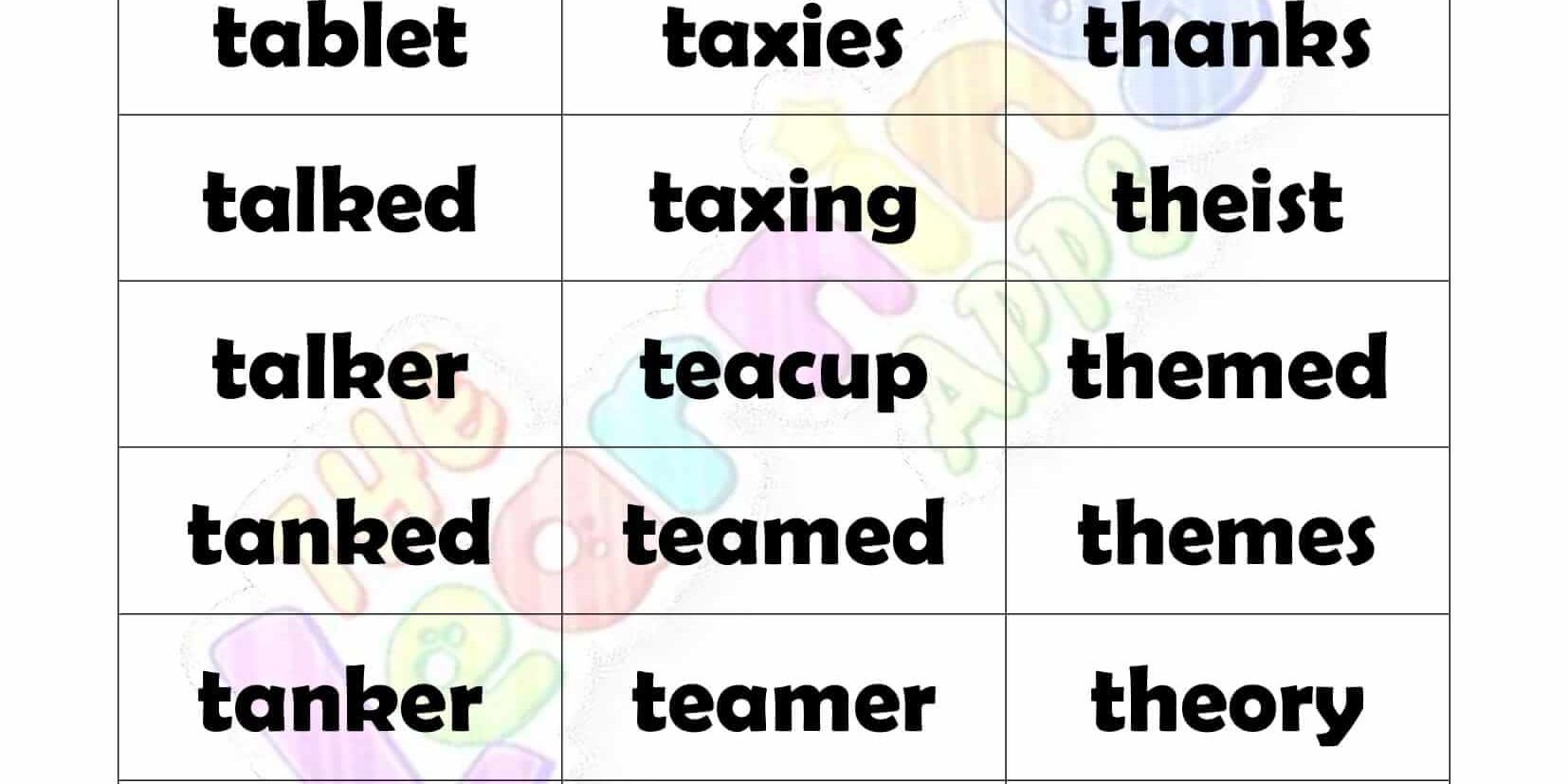 6 LETTER WORD STARTING WITH T