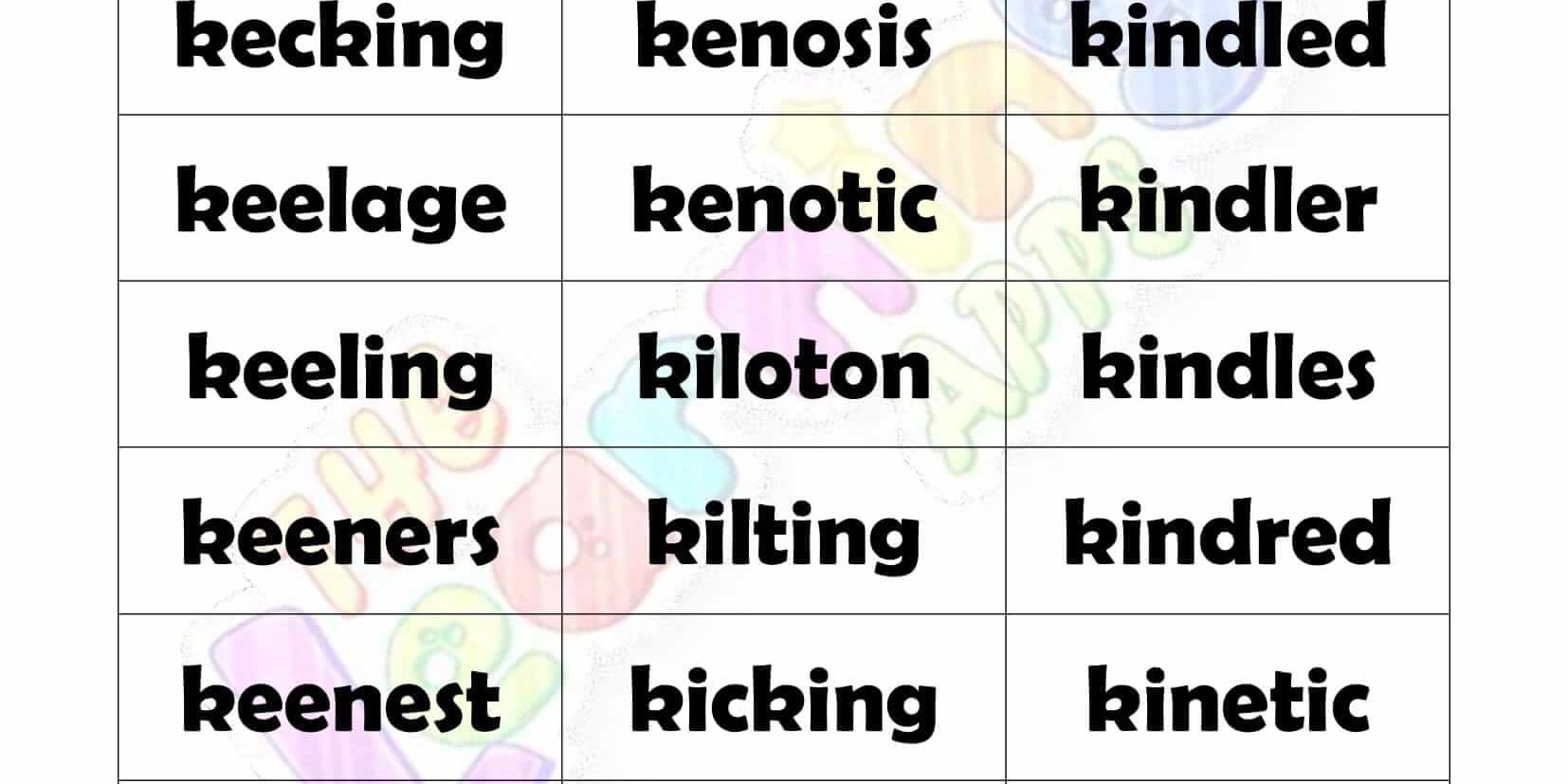 7 LETTER WORD STARTING WITH K