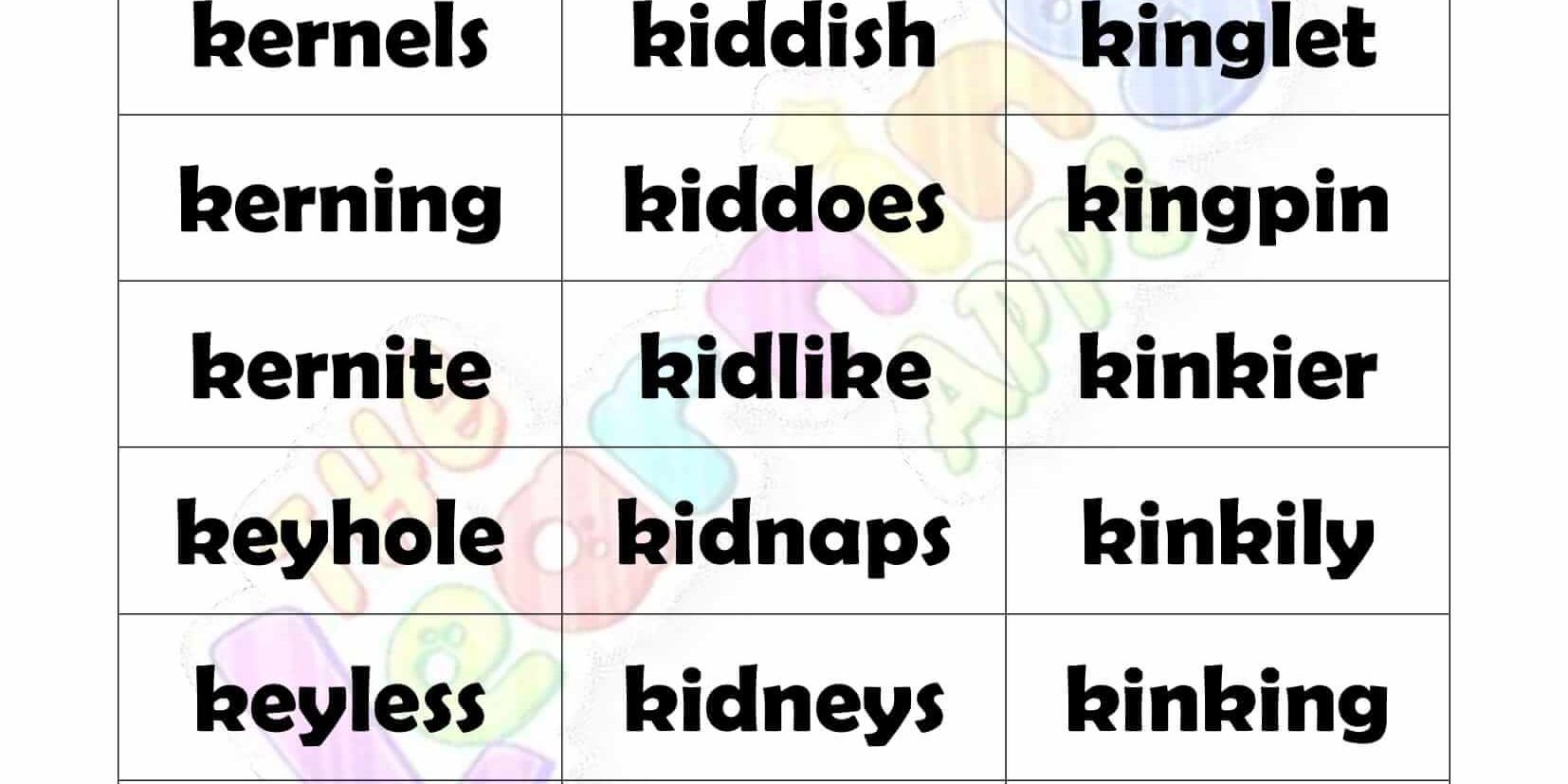 7 LETTER WORD STARTING WITH K-2 7 LETTER WORD STARTING WITH K-2