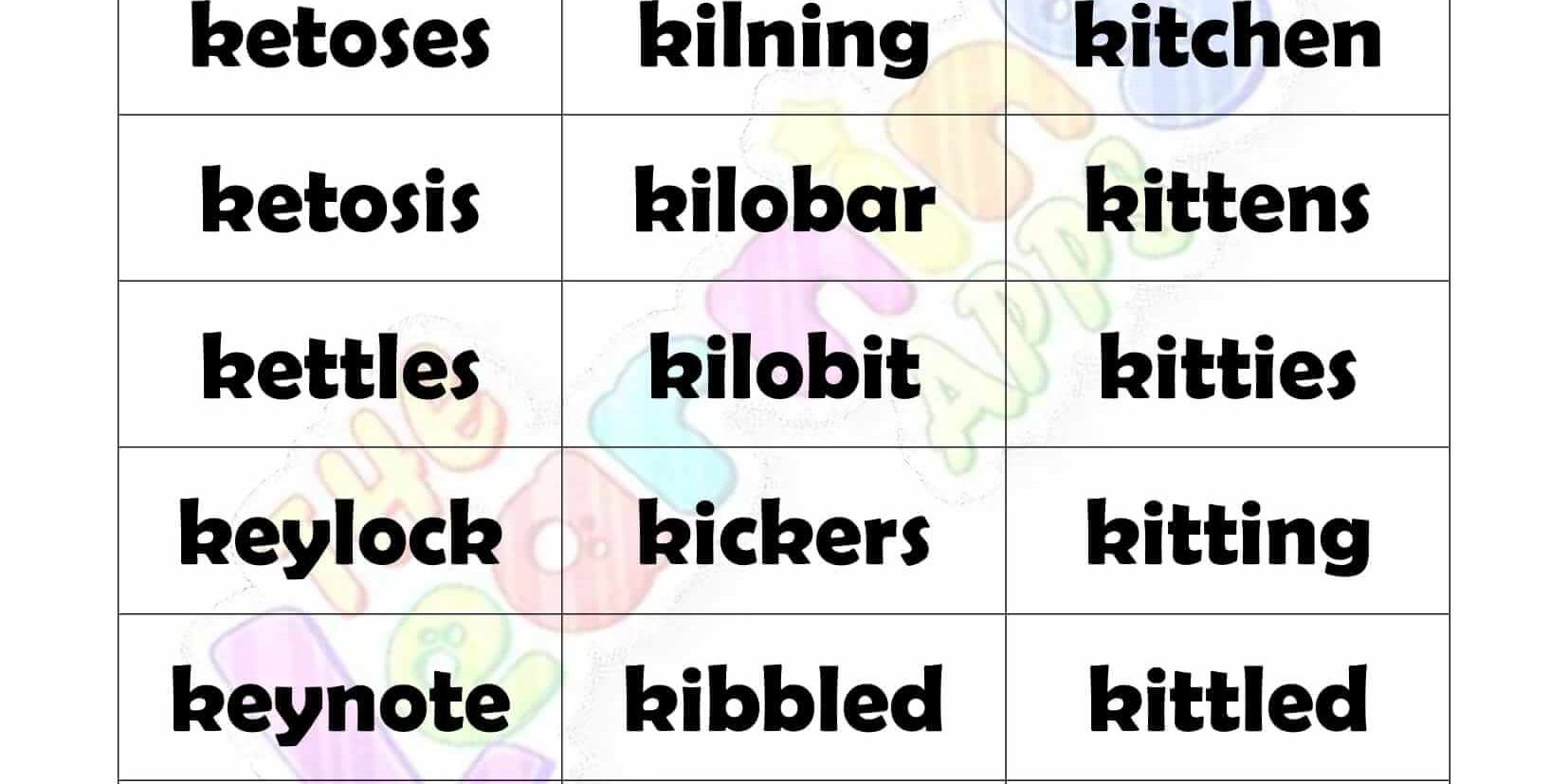 7 LETTER WORD STARTING WITH K-3