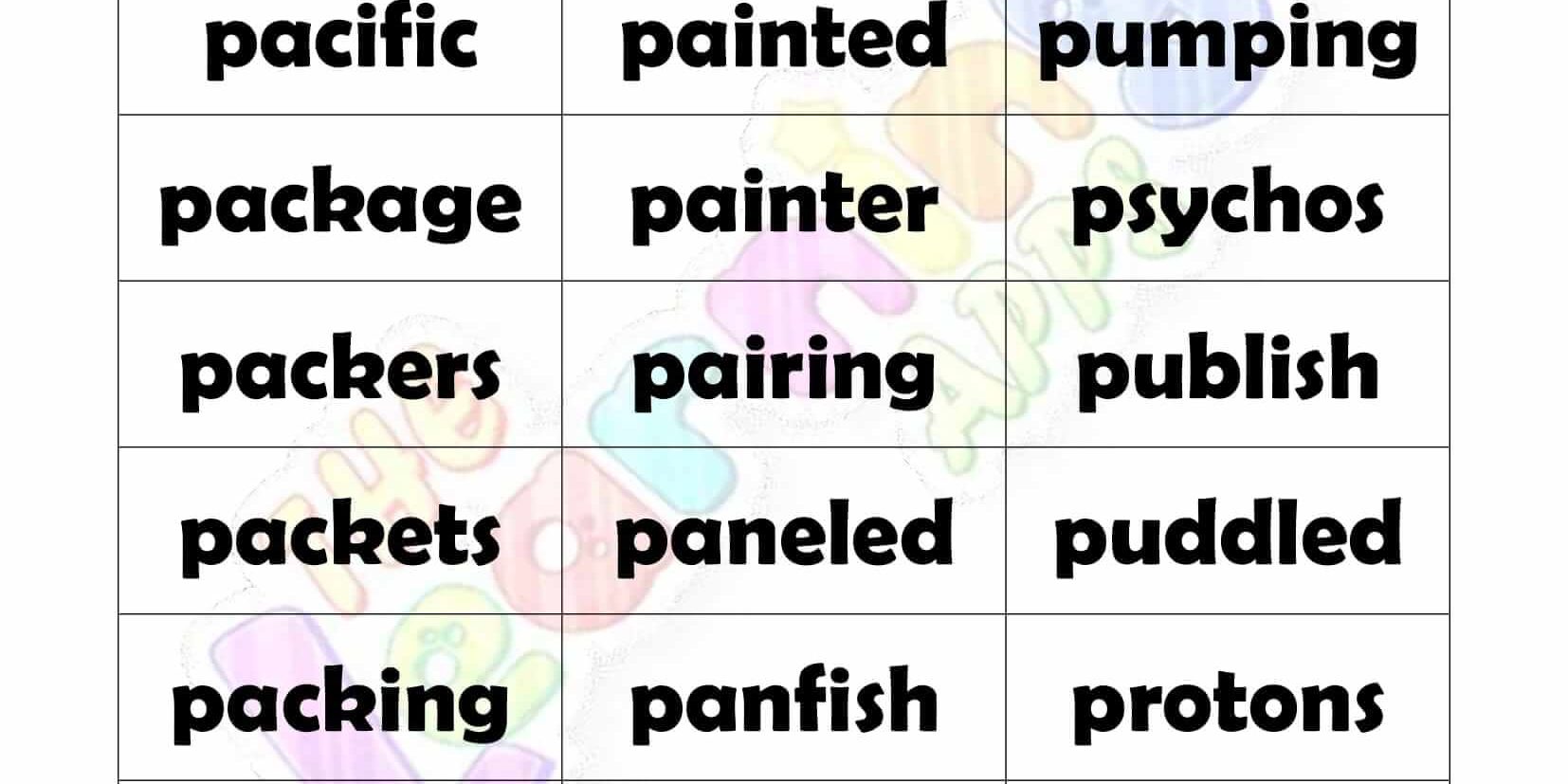 7 LETTER WORD STARTING WITH P