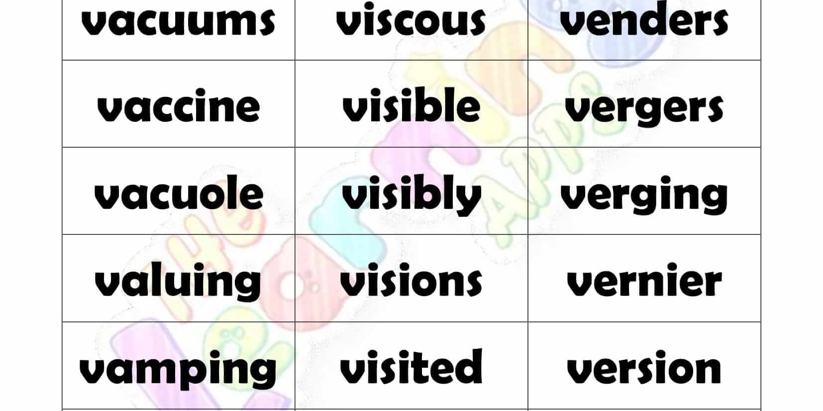 7 LETTER WORD STARTING WITH V